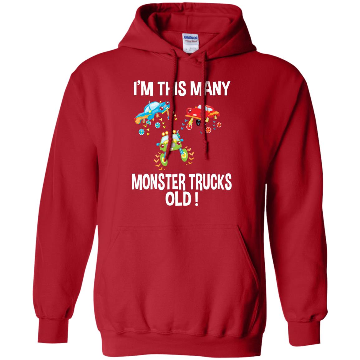 Birthday 3th Shirt Im This Many Monster Trucks Old Red