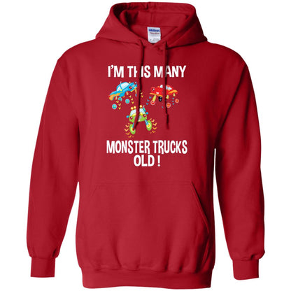 Birthday 3th Shirt Im This Many Monster Trucks Old Red