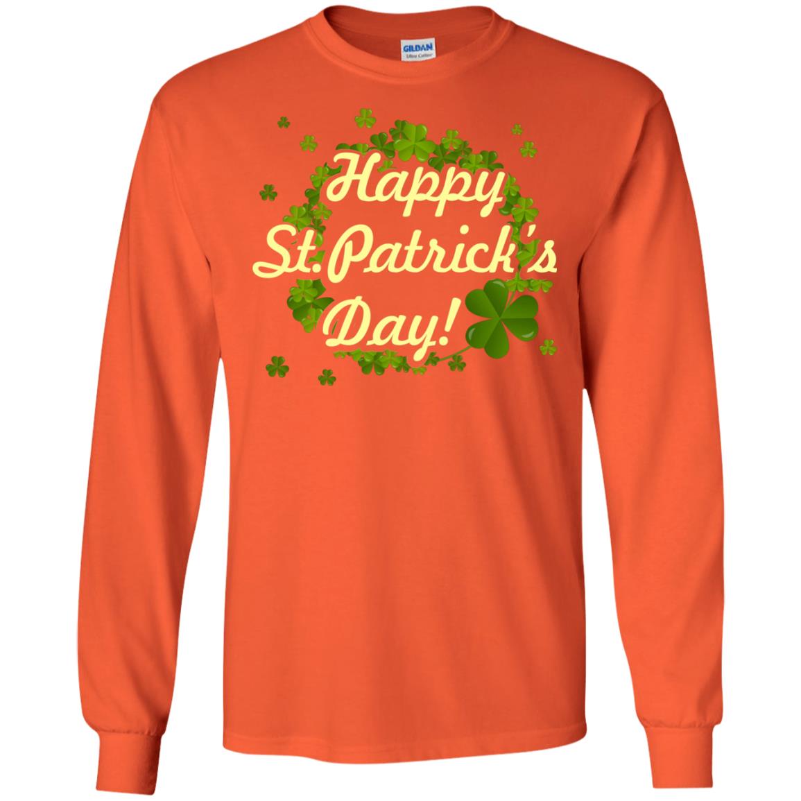 Happy St.patricks Day Shamrocks T-shirt Orange