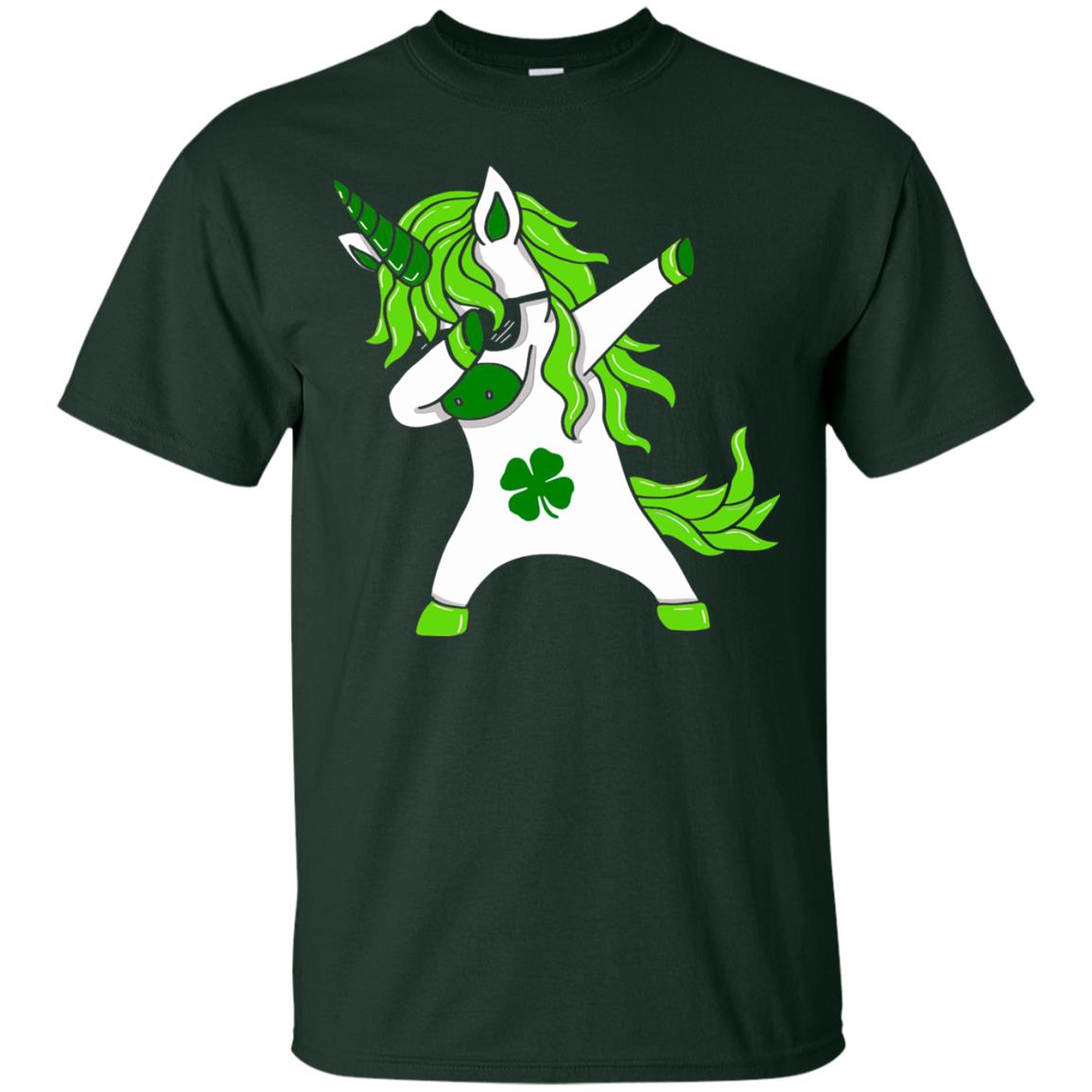 Dabbing Unicorn St Patricks Day Lepricorn T-shirt Forest