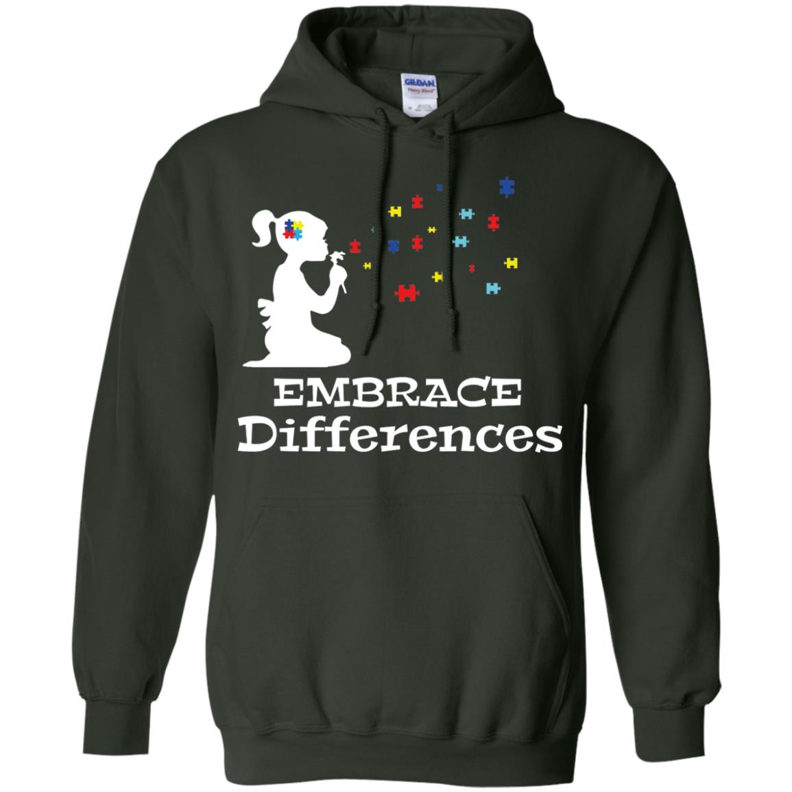 Embrace Differences Autism Awareness T-shirt Forest Green
