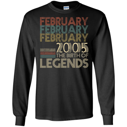 February Retro Classic Vintage 2005 The Birth Of Legends 13th Birthday T-shirt Black
