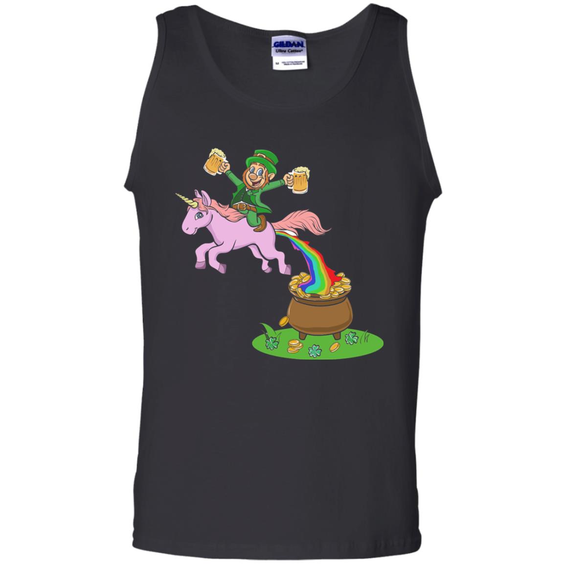 Leprechaun Riding A Unicorn Funny St Patricks Day T-shirt Black