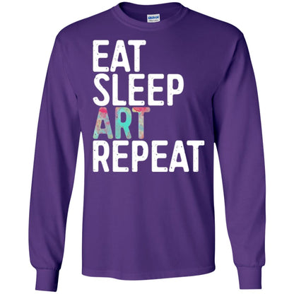 Art Lover T-shirt Eat Sleep Art Repeat Purple