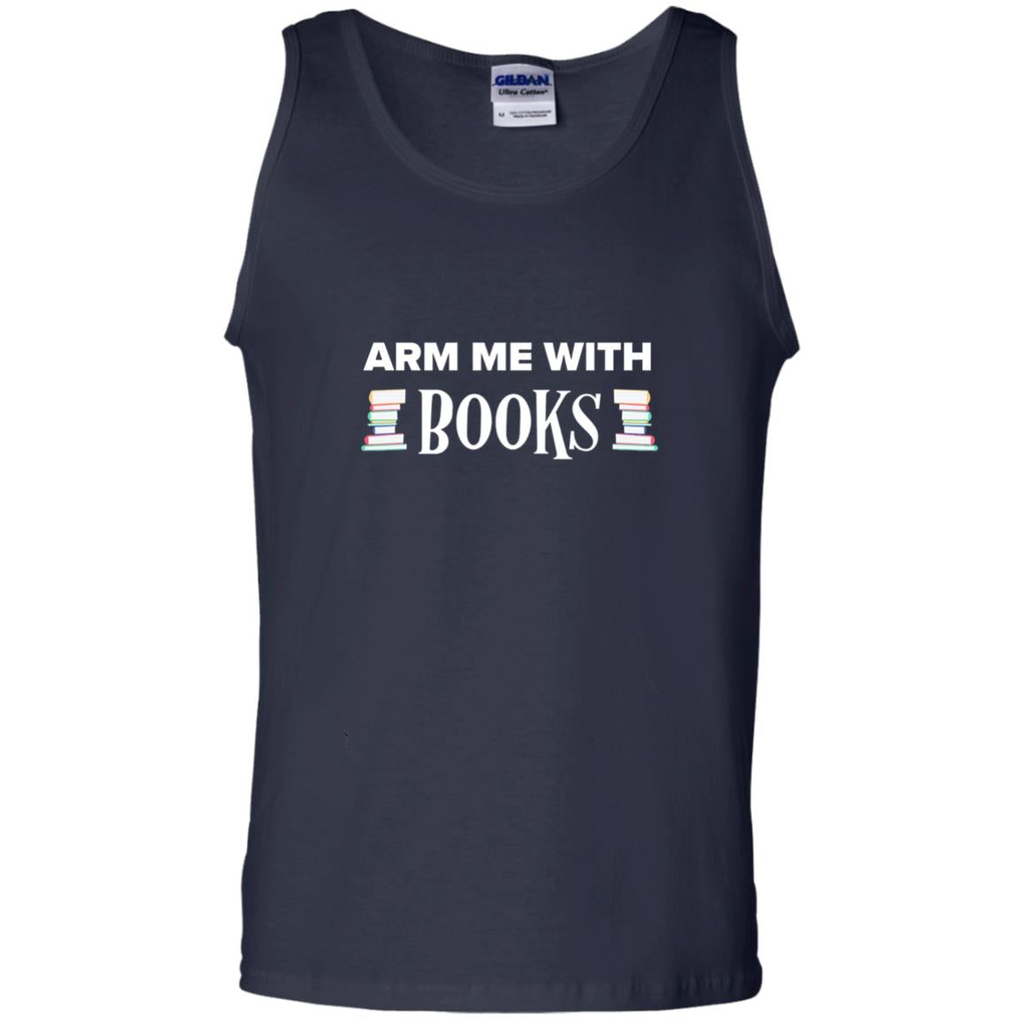 Arm Me With Books Book Lover T-shirt Navy