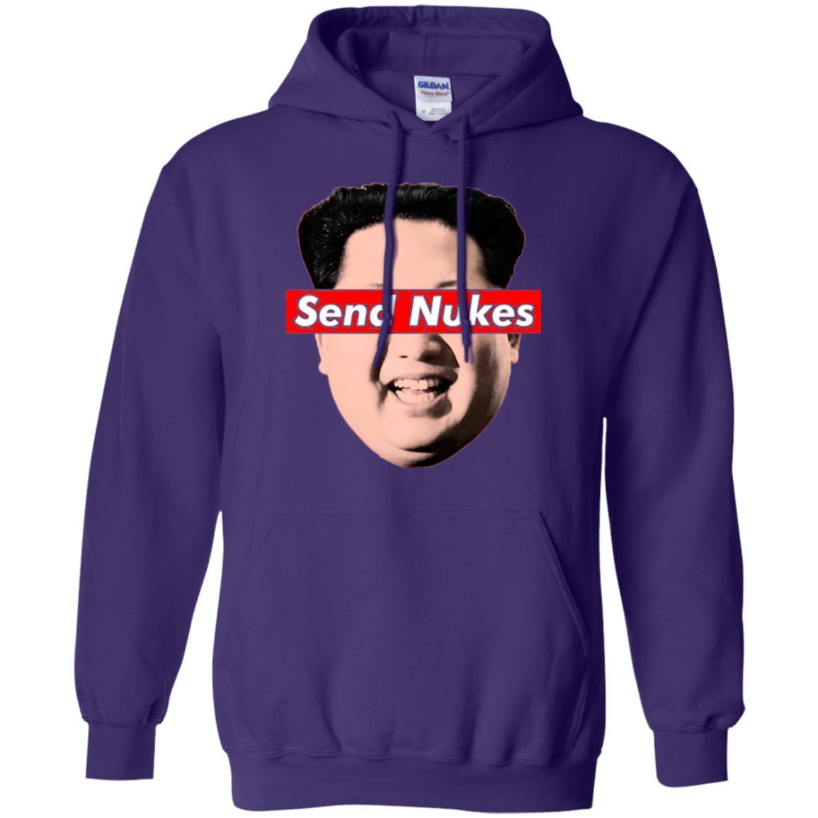 Funny Parody Novelty T-shirt Send Nukes Kim Jong Un Purple