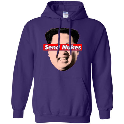 Funny Parody Novelty T-shirt Send Nukes Kim Jong Un Purple
