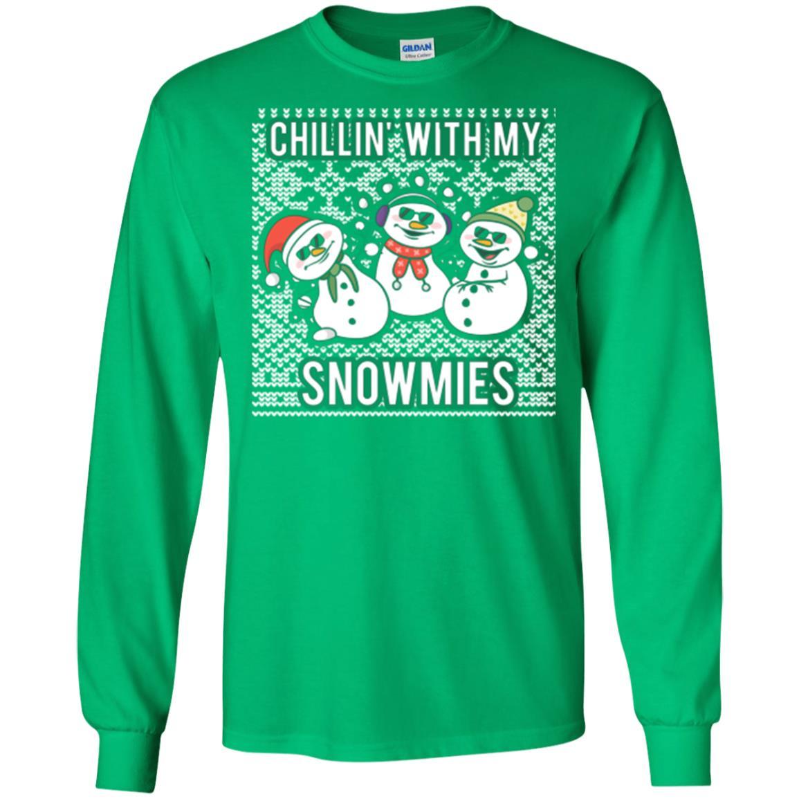 Christmas T-shirt Chillin' With My Snowmies Irish Green