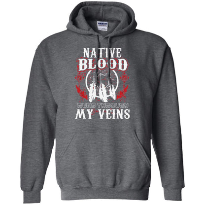 American T-shirt Native Blood Runs Through My Veins Dark Heather