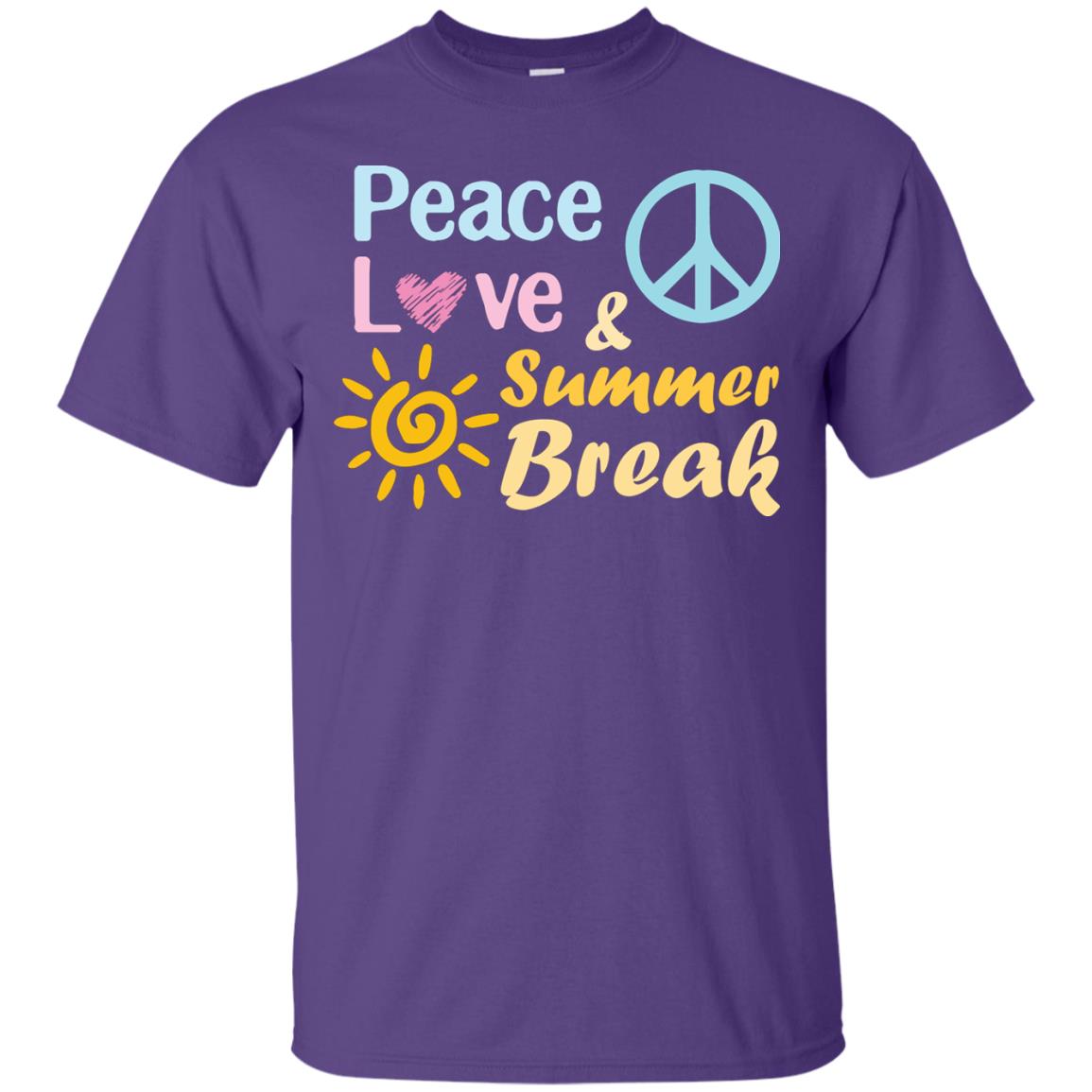 Peace Love And Summer Break Shirt For Summer Vacation 2018 Purple