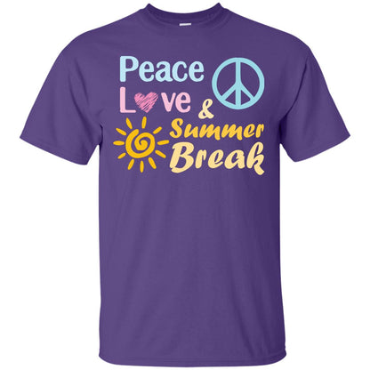 Peace Love And Summer Break Shirt For Summer Vacation 2018 Purple
