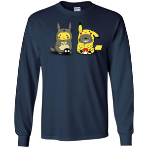 Pikachu Cosplay Totoro And Totoro Cosplay Pikachu T-shirtG240 Gildan LS Ultra Cotton T-Shirt