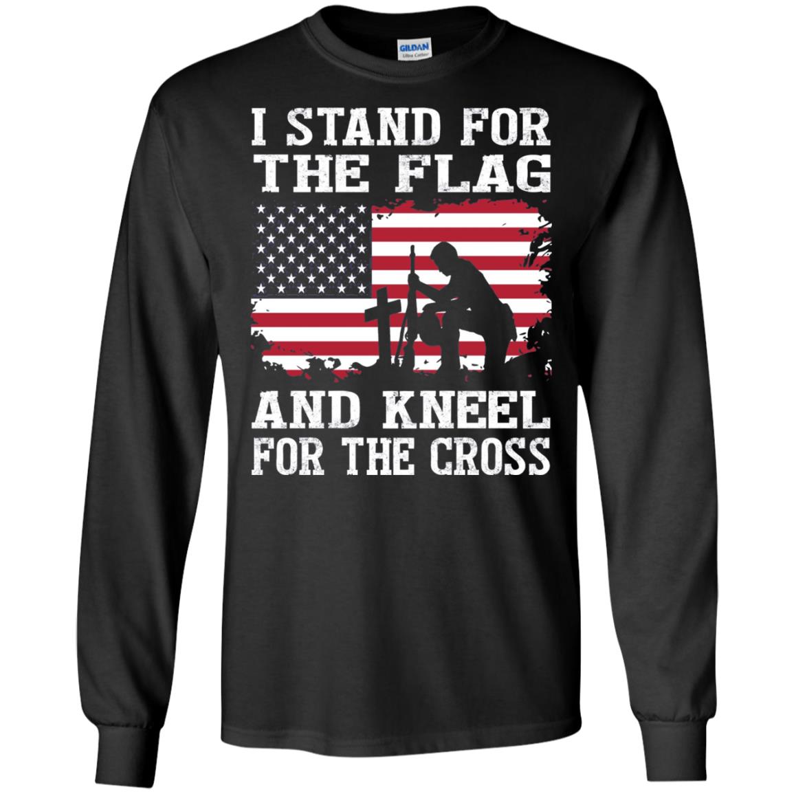 I Stand For The Flag And Kneel For The Cross Military T-shirt Black