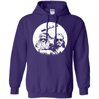 Christmas T-shirt Jesus And Santa Claus Purple