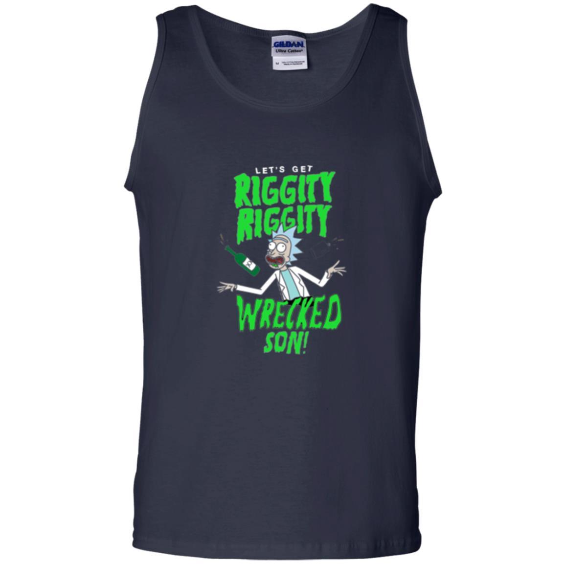 Rick Morty T-shirt Riggity Riggity Wrecked Spiral Navy