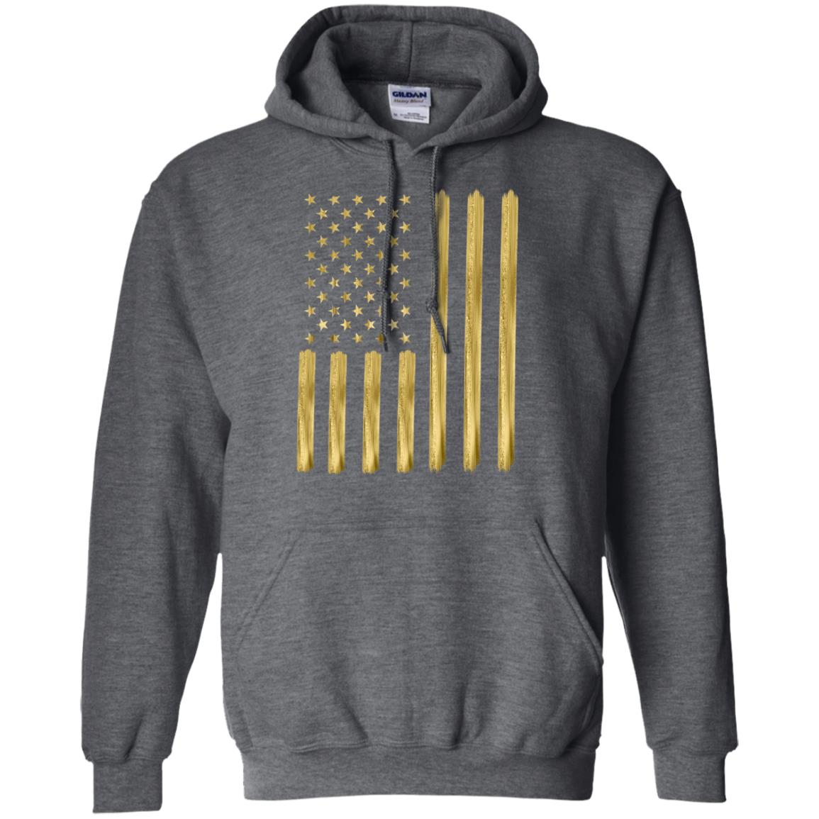 Faux Gold Paint American Flag T-shirt Dark Heather