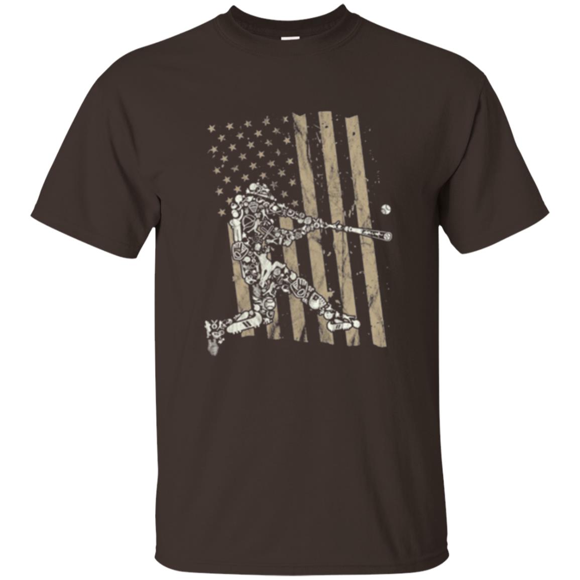 Baseball Player T-shirt American Flag Dark Chocolate