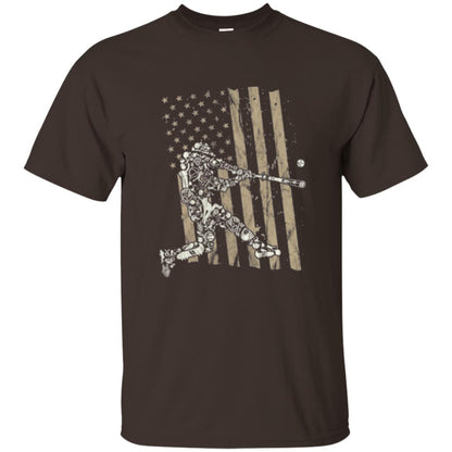 Baseball Player T-shirt American Flag Dark Chocolate