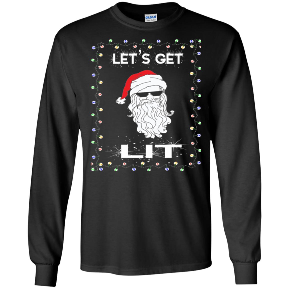 Christmas T-shirt Let_s Get Lit Black