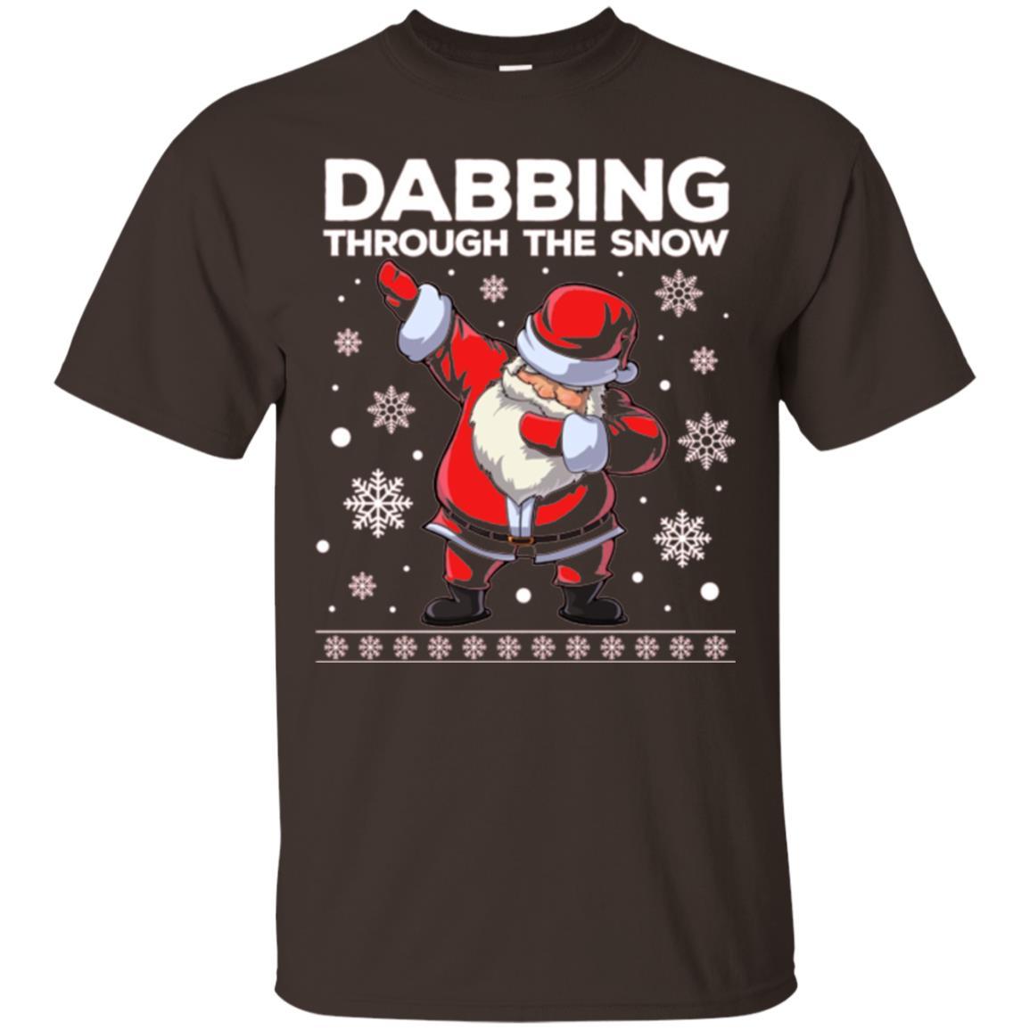 Christmas T-shirt Dabbing Through The Snow T-shirt Dark Chocolate