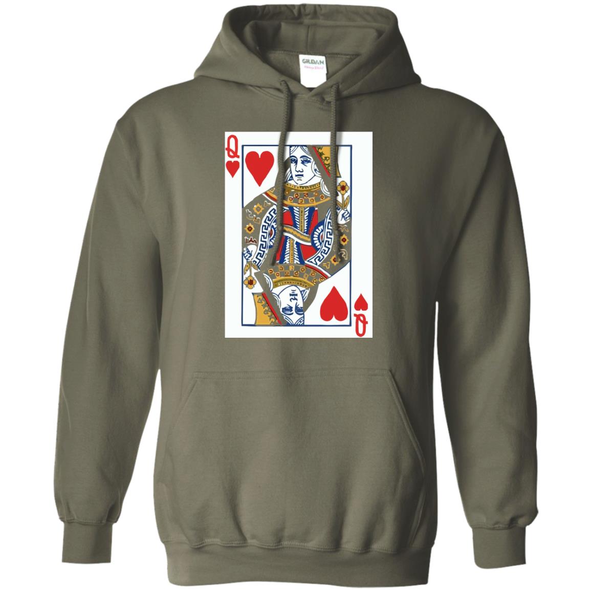 Valentines Day T-shirt Queen Of Hearts Cards Couple Military Green