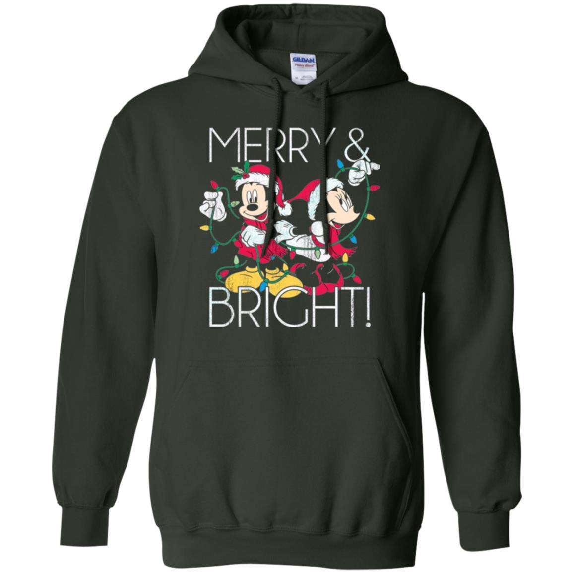 Disney Mickey Mouse T-shirt Merry And Bright Christmas Forest Green