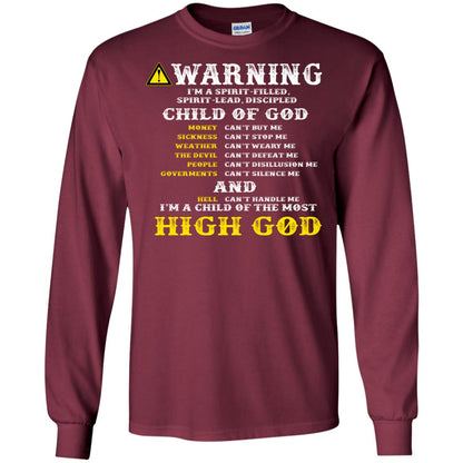 Christian T-shirt Warning I’m A Spirit-filled Spirit-lead Discipled Child Of God Maroon
