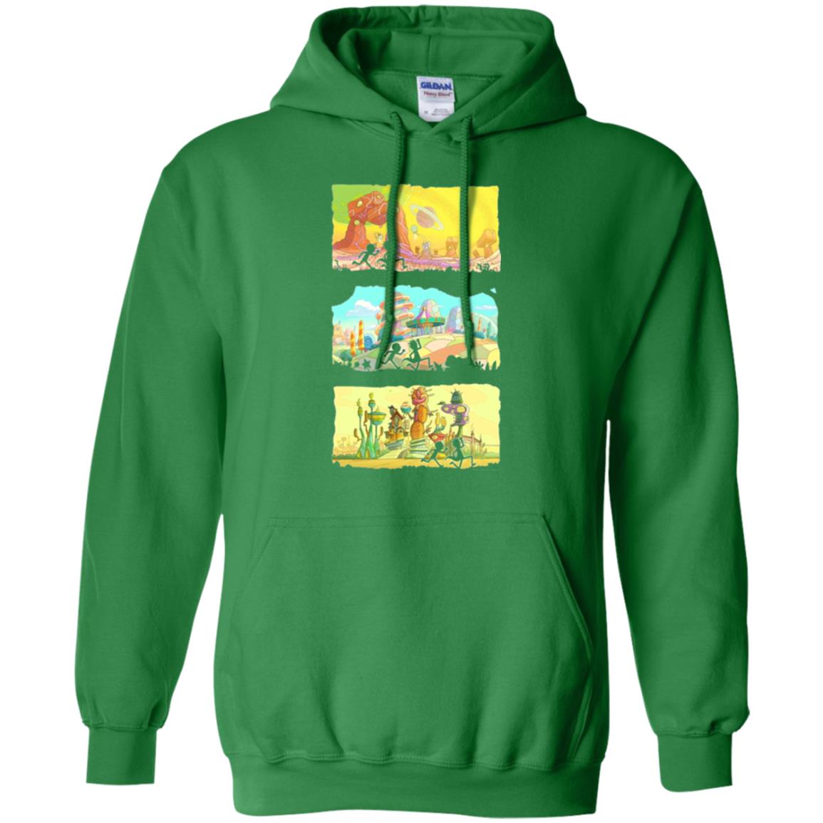 Movie T-shirt Running Silhouettes On Alien Land Irish Green