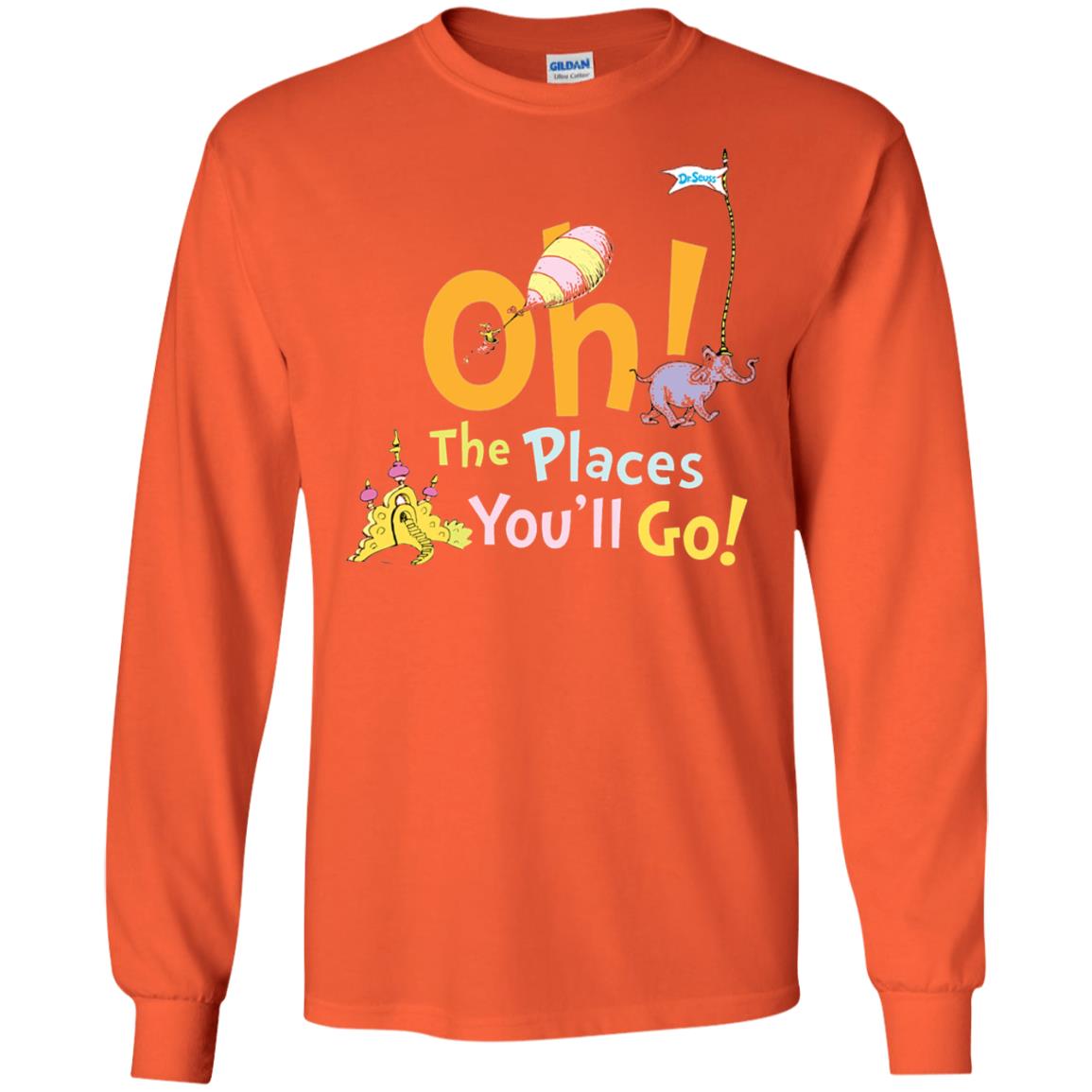 Read Across America Day T-shirt Dr. Seuss Oh The Places You_ll Go Orange
