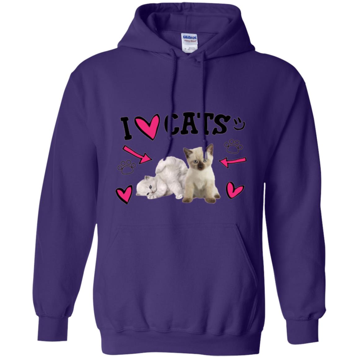 Cat Lover T-shirt I Love Cats Purple