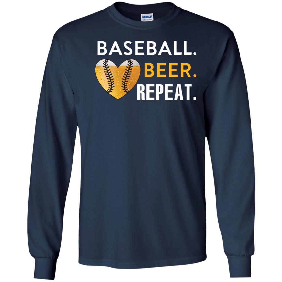 Baseball Lover T-shirt Beer Repeat Navy