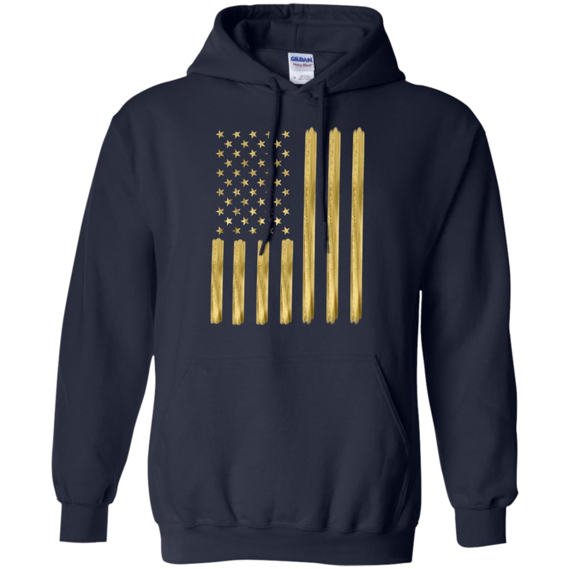 Faux Gold Paint American Flag T-shirt Navy