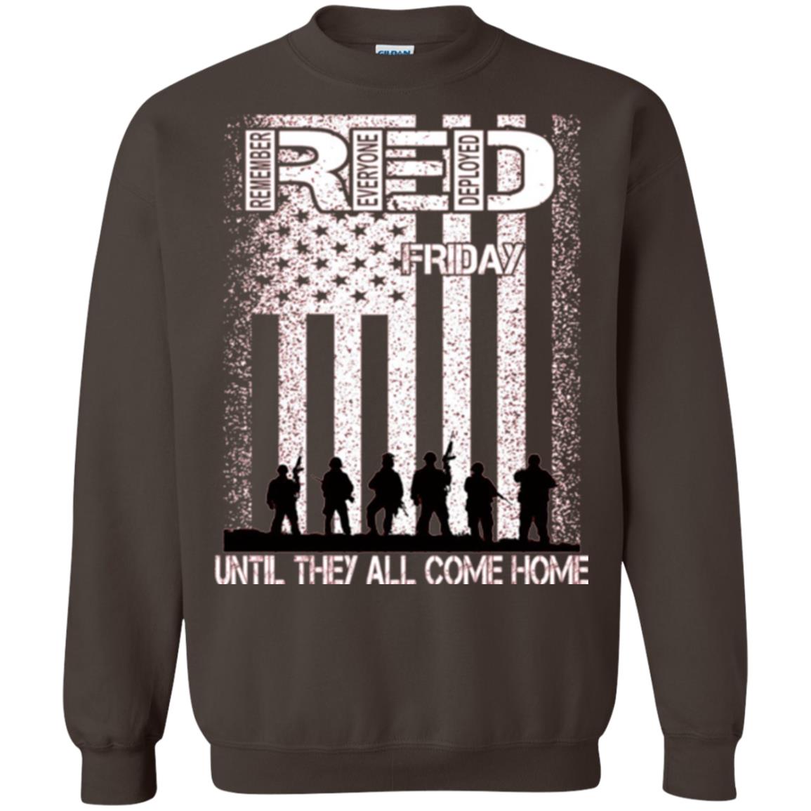 Red Friday Military T-shirt Untill They All Come Home Dark Chocolate