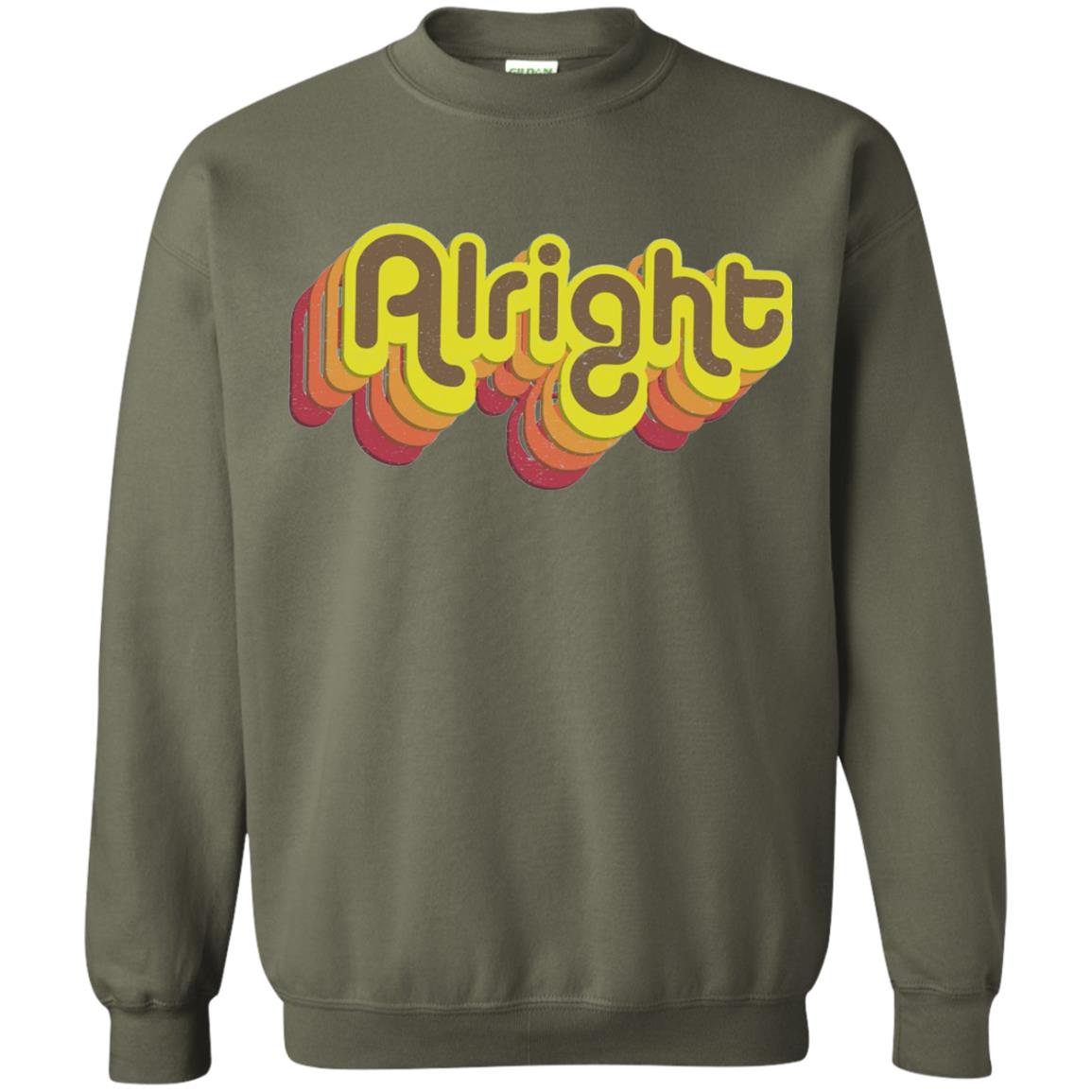 Alright Alright Shirt Funny Retro 70s Military Green