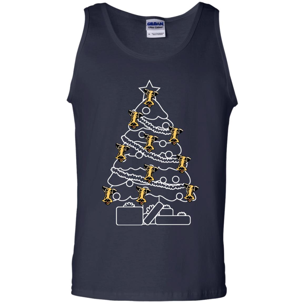 Terrier Dog Face Christmas Tree Gift Shirt Navy