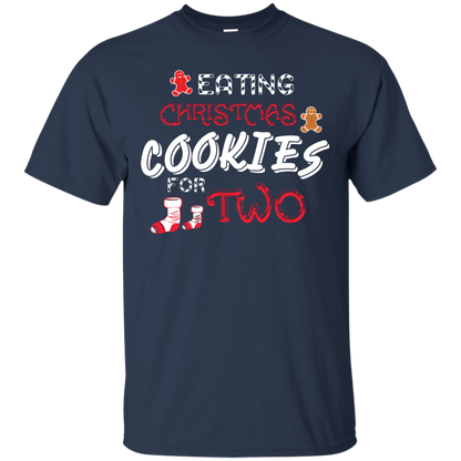 Christmas T-shirt Eating Christmas Cookies For Two Navy