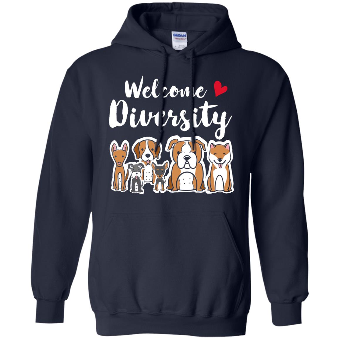 Dog Lover T-shirt Welcome Diversity Navy