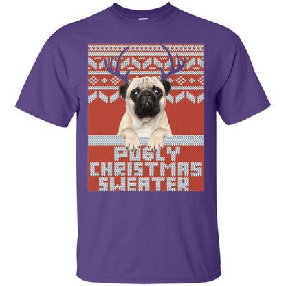 Dog Lovers T-shirt Pugly Christmas Sweater Purple