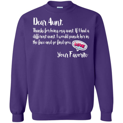 Family T-shirt Dear Aunt Thanks For Being My Aunt Purple