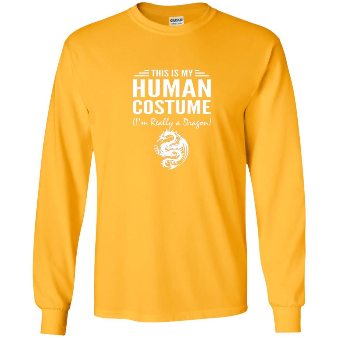 Dargon T-shirt This Is My Human Costume I'm Really A Dragon Gold