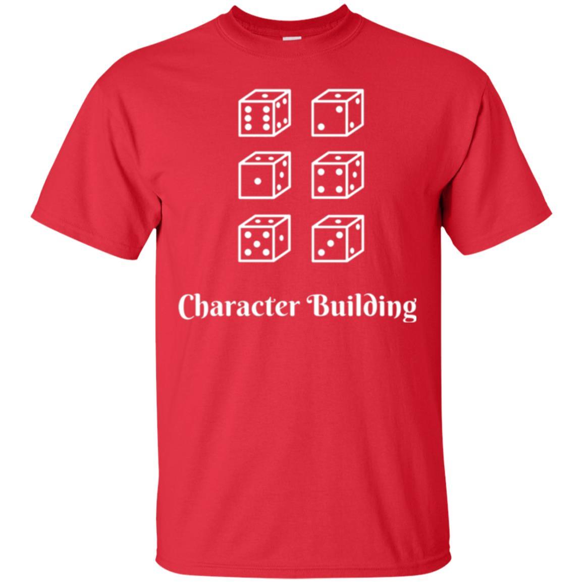Gamer T-shirt Character Building Rolling Dice Red