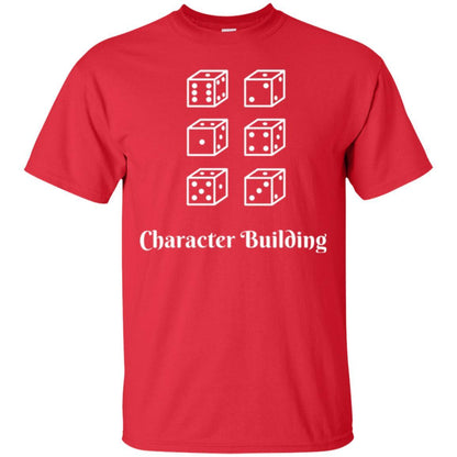 Gamer T-shirt Character Building Rolling Dice Red