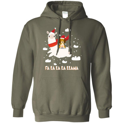 Fa La La La Llama With Beagle X-mas Gift Shirt Military Green