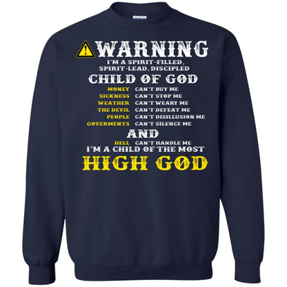 Christian T-shirt Warning I’m A Spirit-filled Spirit-lead Discipled Child Of God Navy
