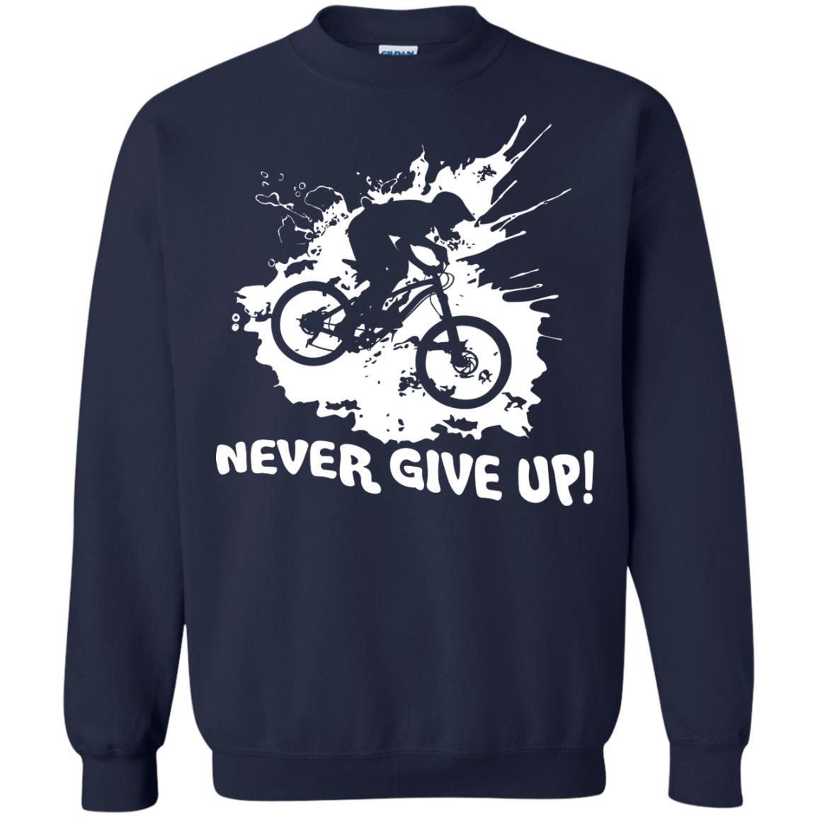 Biker T-shirt Never Give Up Navy