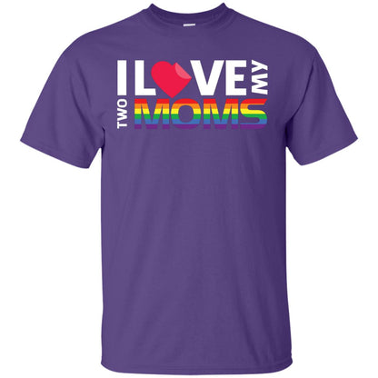 I Love My Two Moms Lgbt Shirt Purple