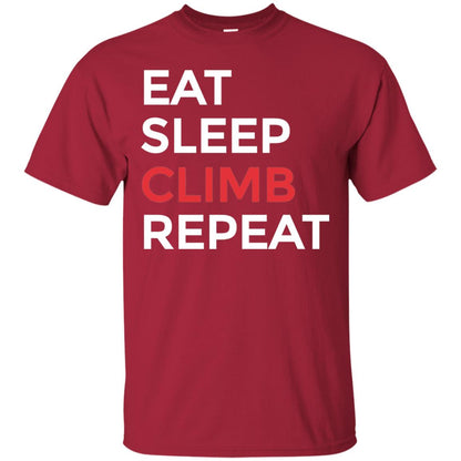 Eat Sleep Climb Repeat Mountain Climber Rock Climbing Shirt Cardinal