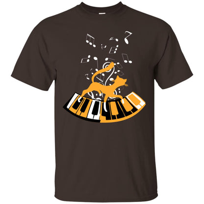 Cat Plays Piano Shirt For Mens Womens Dark Chocolate