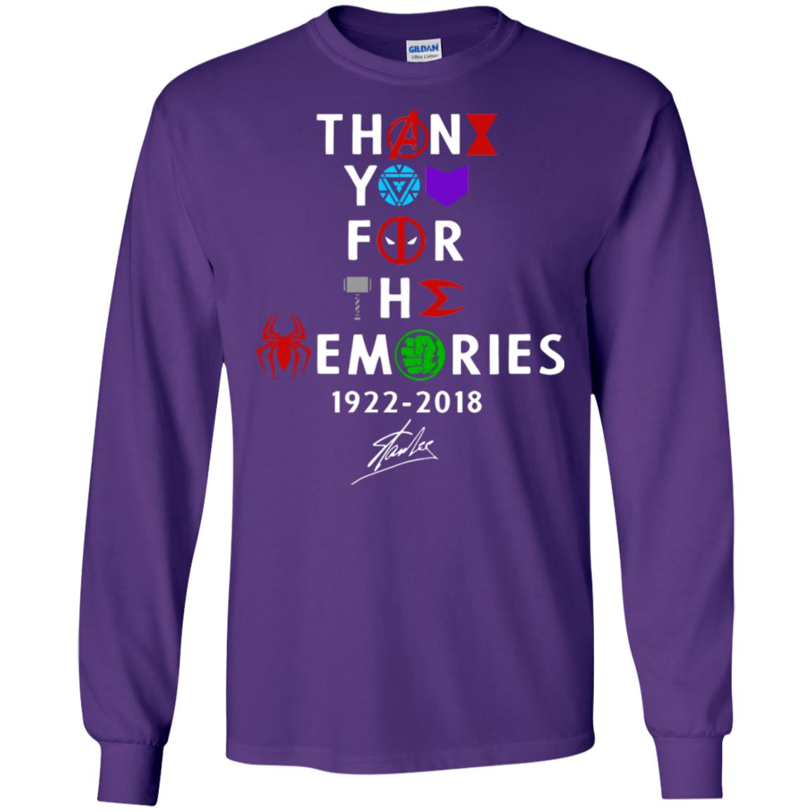 Thank You For The Memories Stan Lee Movie Hero Fan Shirt Purple