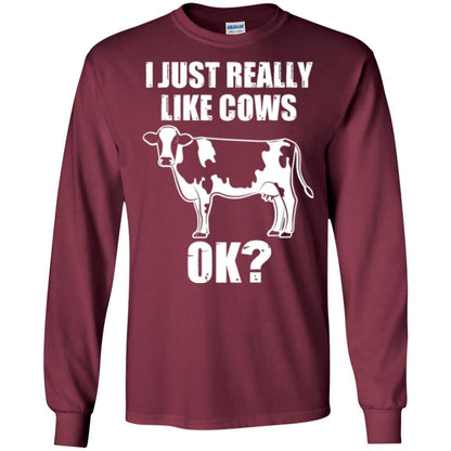 Cow Lover T-shirt I Just Really Like Cows Ok Maroon
